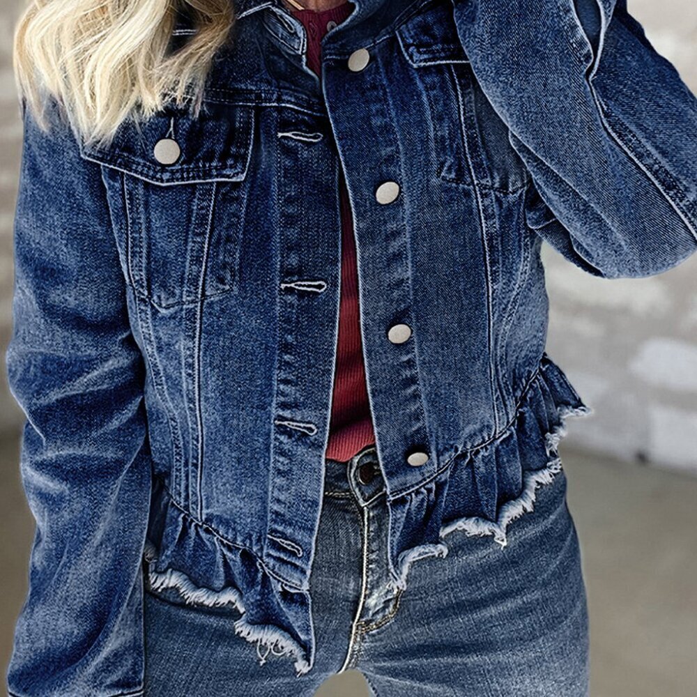 LAST ONE Ruffled Denim Jacket